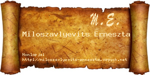 Miloszavlyevits Erneszta névjegykártya